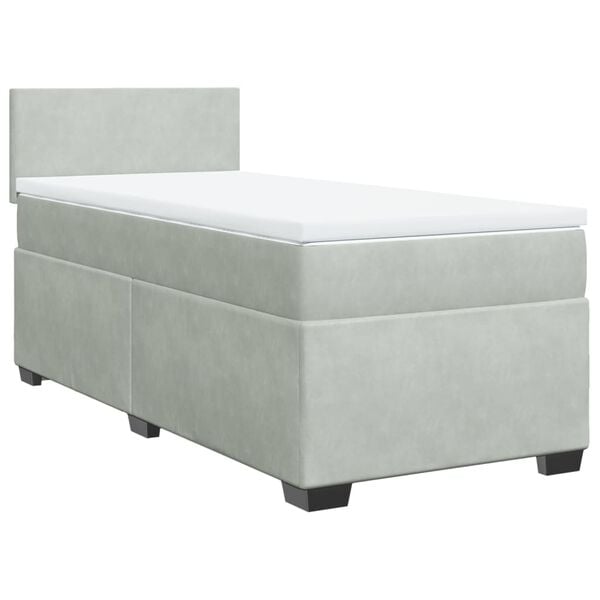 vidaXL Sommier &agrave; lattes de lit et matelas Gris clair 80x200 cm Velours
