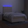 vidaXL Sommier &agrave; lattes de lit et matelas et LED Cr&egrave;me 120x200cm Tissu
