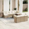 vidaXL Salon de jardin 11 pcs avec coussins beige r&eacute;sine tress&eacute;e