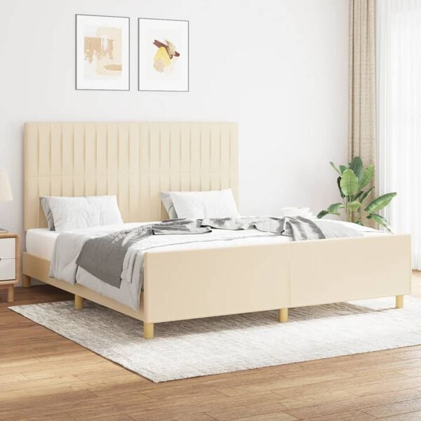 vidaXL Cadre de lit sans matelas cr&egrave;me 160x200 cm tissu