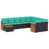 vidaXL Ensemble de canap&eacute; de jardin 10 pcs avec coussins noir r&eacute;sine tress&eacute;e