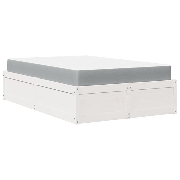 vidaXL Lit avec matelas blanc 120x190 cm bois massif de pin