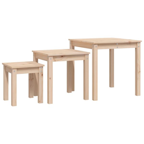 vidaXL Tables gigognes 3 pcs Bois de pin massif