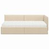 vidaXL Cadre de lit d'angle avec matelas 2 pcs Cr&egrave;me Velours