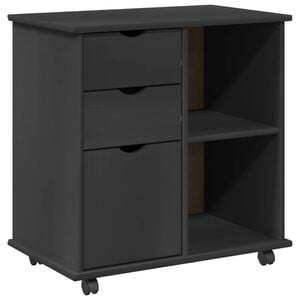 vidaXL Cabinet roulant Gris 63,5 x 39 x 65,5 cm Bois de Pin Massif