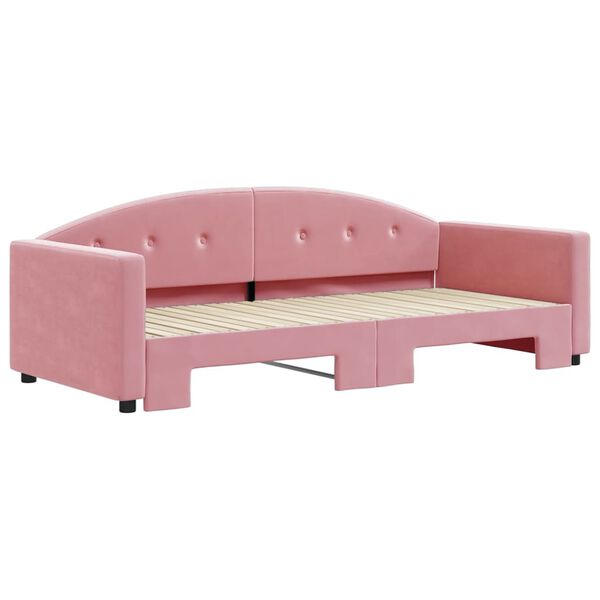 vidaXL Lit de jour avec gigogne sans matelas rose 90x200 cm