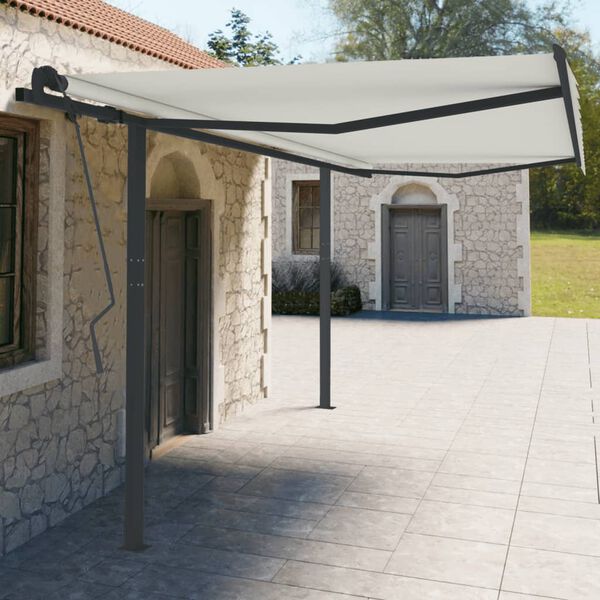 vidaXL Jeu de poteaux d'auvent anthracite 450x245 cm fer