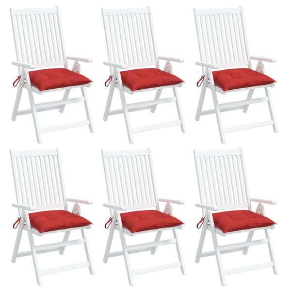 vidaXL Coussins de chaise lot de 6 rouge 40x40x7 cm tissu oxford