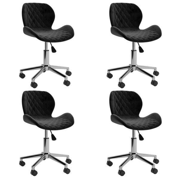 vidaXL Chaises &agrave; manger pivotantes lot de 4 Noir Velours