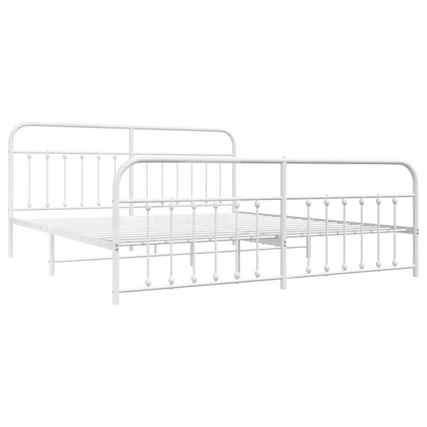 vidaXL Cadre de lit m&eacute;tal sans matelas et pied de lit blanc 200x200 cm