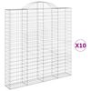 vidaXL Paniers &agrave; gabions arqu&eacute;s 10 pcs 200x30x200/220 cm fer galvanis&eacute;