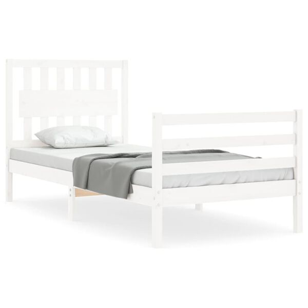 vidaXL Cadre de lit sans matelas blanc bois massif