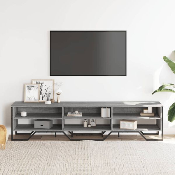 vidaXL Meuble TV sonoma gris 180x34x41 cm bois d'ing&eacute;nierie