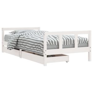 vidaXL Cadre de lit d'enfants tiroirs blanc 90x190 cm bois pin massif