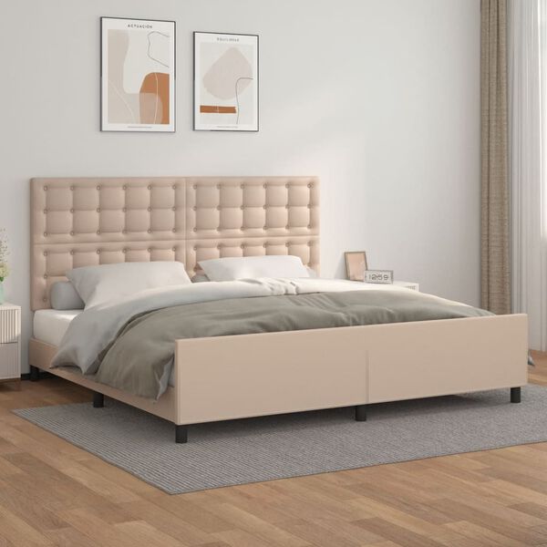 vidaXL Cadre de lit sans matelas cappuccino 200x200 cm similicuir