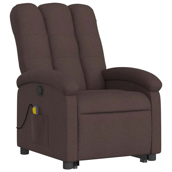 vidaXL Fauteuil inclinable de massage Marron fonc&eacute; Tissu