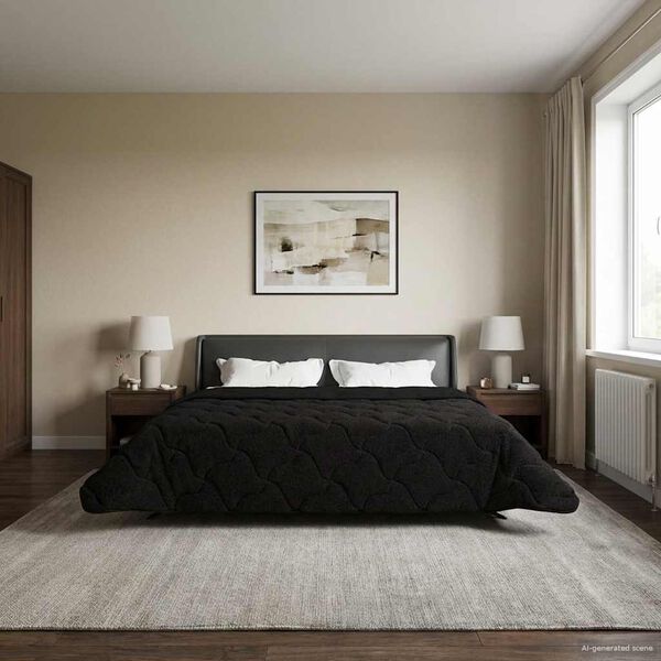 vidaXL Duvet complet toute l'ann&eacute;e Matelass&eacute; Noir 200 x 220 cm