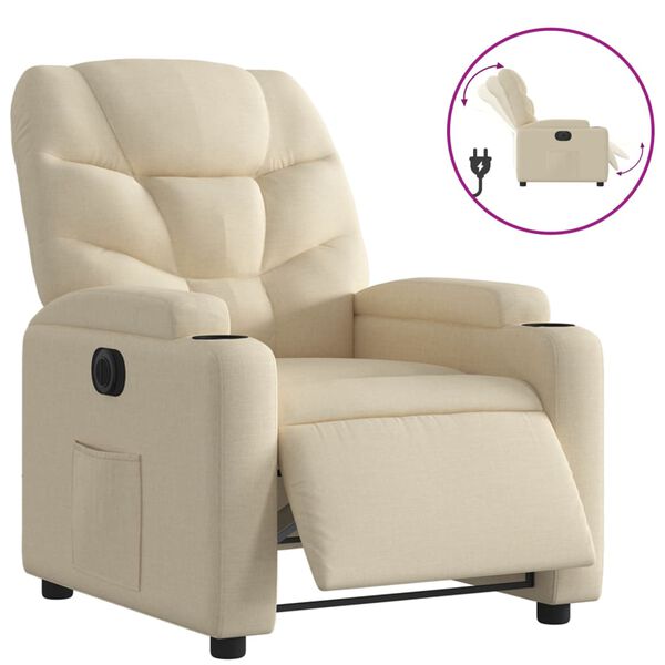 vidaXL Fauteuil inclinable &eacute;lectrique Cr&egrave;me Tissu