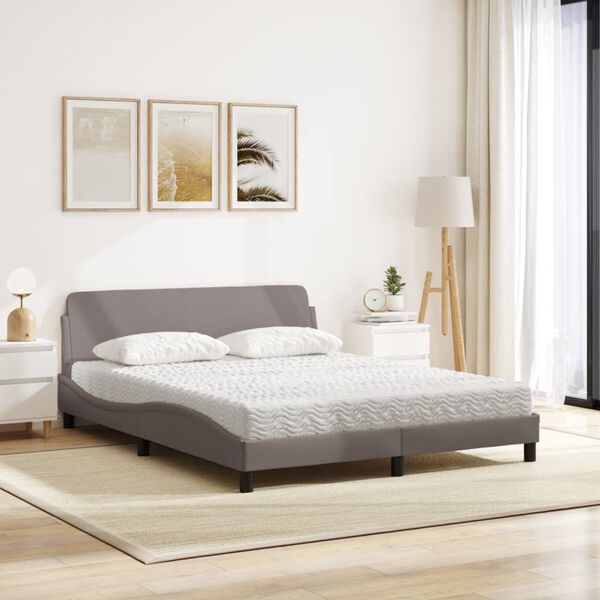 vidaXL Lit avec matelas Dover taupe 160x200 cm tissu
