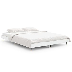 vidaXL Cadre de lit sans matelas blanc 135x190 cm bois d'ing&eacute;nierie