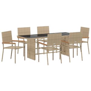 vidaXL Ensemble de salle &agrave; manger pour jardin 7 pcs Beige polyrotin