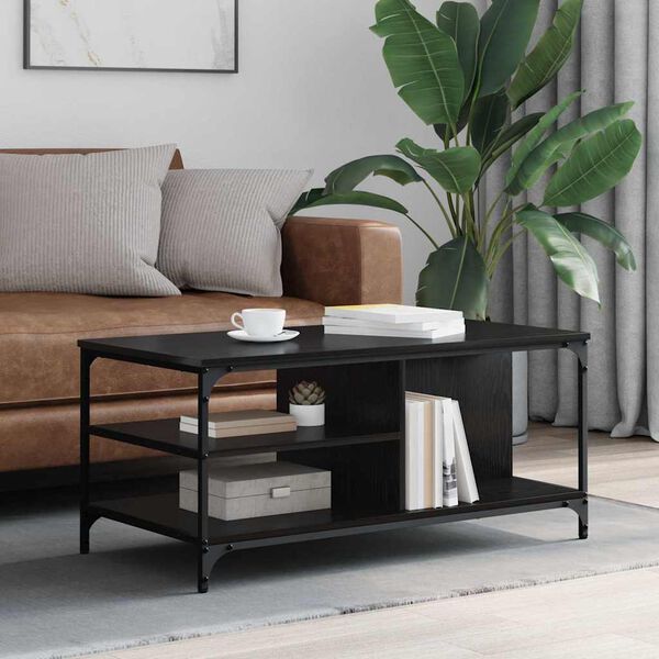 vidaXL Table basse Ch&ecirc;ne noir 100 x 50 x 45 cm Bois d'ing&eacute;nierie