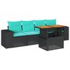 vidaXL Salon de jardin 5 pcs avec coussins noir r&eacute;sine tress&eacute;e