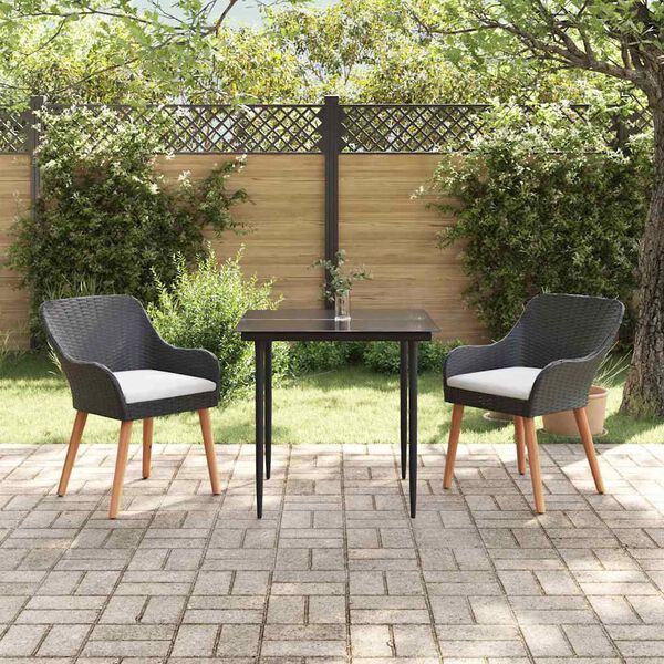 vidaXL Ensemble de salle &agrave; manger pour jardin 3 pcs Noir polyrotin