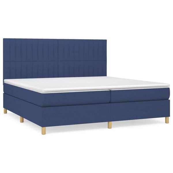 vidaXL Sommier &agrave; lattes de lit avec matelas Bleu 200x200 cm Tissu