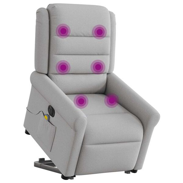vidaXL Fauteuil inclinable de massage électrique gris nuage tissu