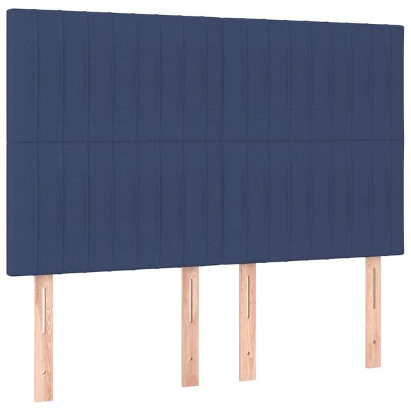 vidaXL T&ecirc;te de lit &agrave; LED Bleu 144x5x118/128 cm Tissu