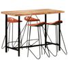 vidaXL Ensemble de bar 5 pcs Bois solide et cuir v&eacute;ritable