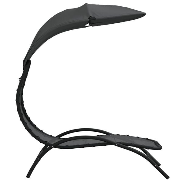 vidaXL Chaise longue et auvent gris fonc&eacute; 167x80x195 cm tissu et acier