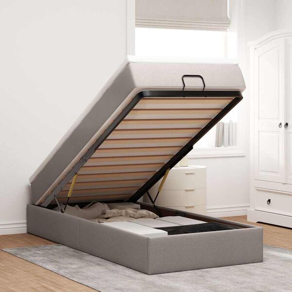 vidaXL Cadre de lit ottoman avec matelas taupe 90x200 cm tissu