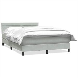vidaXL Sommier &agrave; lattes de lit et matelas gris clair 160x220cm velours