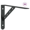 vidaXL Supports d'&eacute;tag&egrave;res 4 pcs 30x2,5x15,5 cm noir acier inoxydable