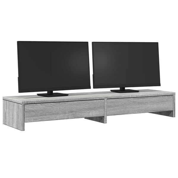 vidaXL Support de moniteur avec tiroirs sonoma gris bois d'ing&eacute;nierie