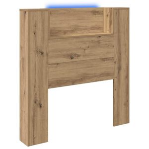 vidaXL T&ecirc;te de lit de rangement avec LED Ch&ecirc;ne artisanal
