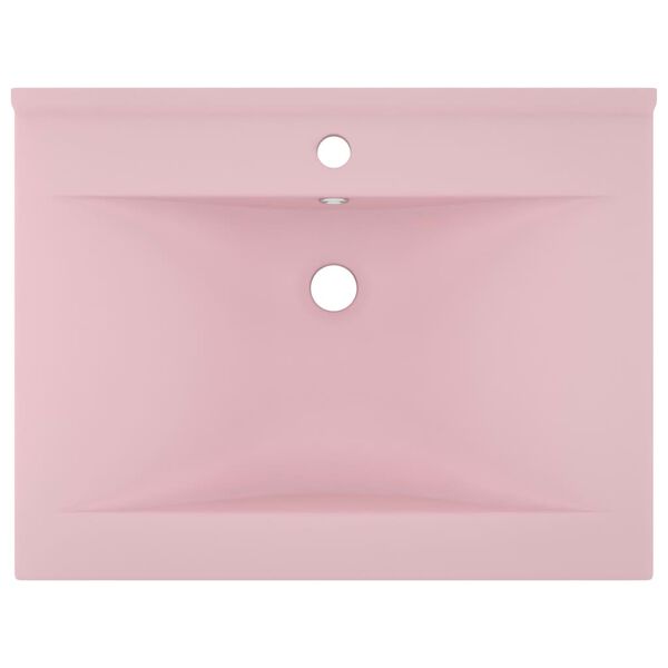 vidaXL Lavabo avec trou de robinet Rose mat 60x46 cm Céramique