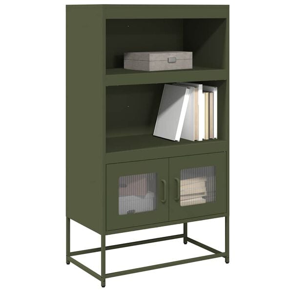 vidaXL Buffet haut vert olive 68x39x123 cm acier