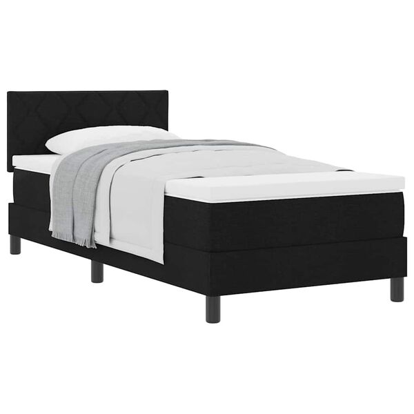 vidaXL Lit à ressorts avec matelas Noir 90 x 190 cm tissu
