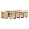 vidaXL Ensemble &agrave; manger de jardin et coussins 13 pcs beige
