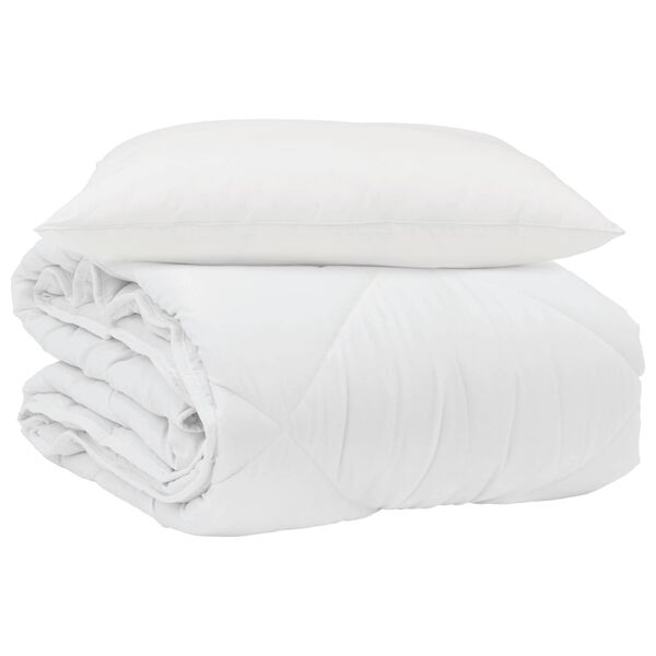 vidaXL Duvet d'été simple avec oreiller 2 pcs Blanc Microfibre