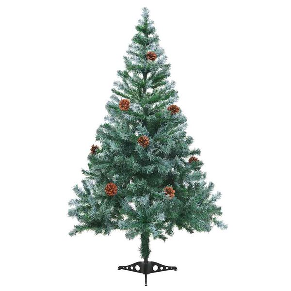 vidaXL Arbre de No&euml;l givr&eacute; pr&eacute;-&eacute;clair&eacute; et boules pommes de pin 150 cm