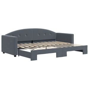 vidaXL Lit de jour avec gigogne sans matelas gris fonc&eacute; 80x200 cm