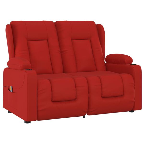 vidaXL Fauteuil de massage inclinable 2 places porte-gobelets bordeaux