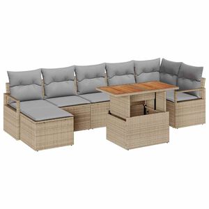 vidaXL Ensemble de salle &agrave; manger pour jardin 8 pcs Beige et gris