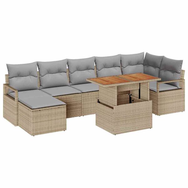 vidaXL Ensemble de salle &agrave; manger pour jardin 8 pcs Beige et gris