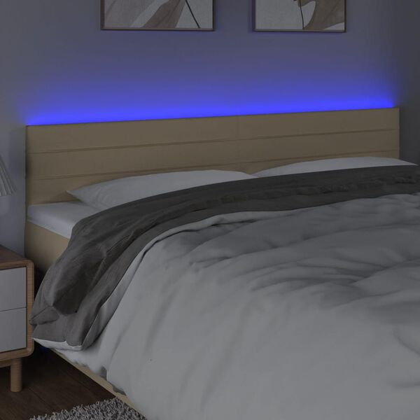 vidaXL T&ecirc;te de lit &agrave; LED Cr&egrave;me 160x5x78/88 cm Tissu