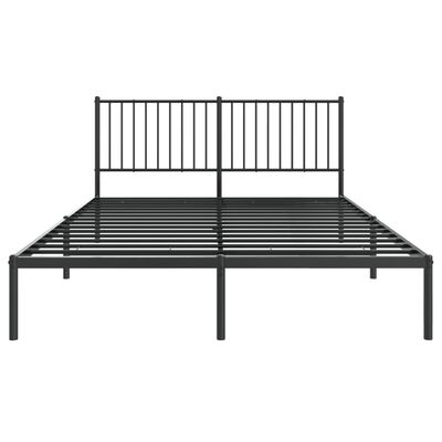 vidaXL Cadre de lit métal avec tête de lit noir 160x200 cm